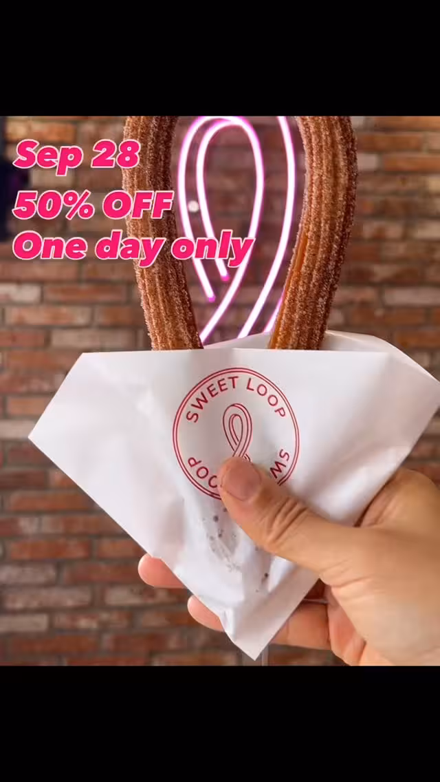Classic and Dipping churros will be 50% off. Sep 28th! #specialpromo #promo #event #dessert #waterloodesserts #waterloofoodies #waterloosweets