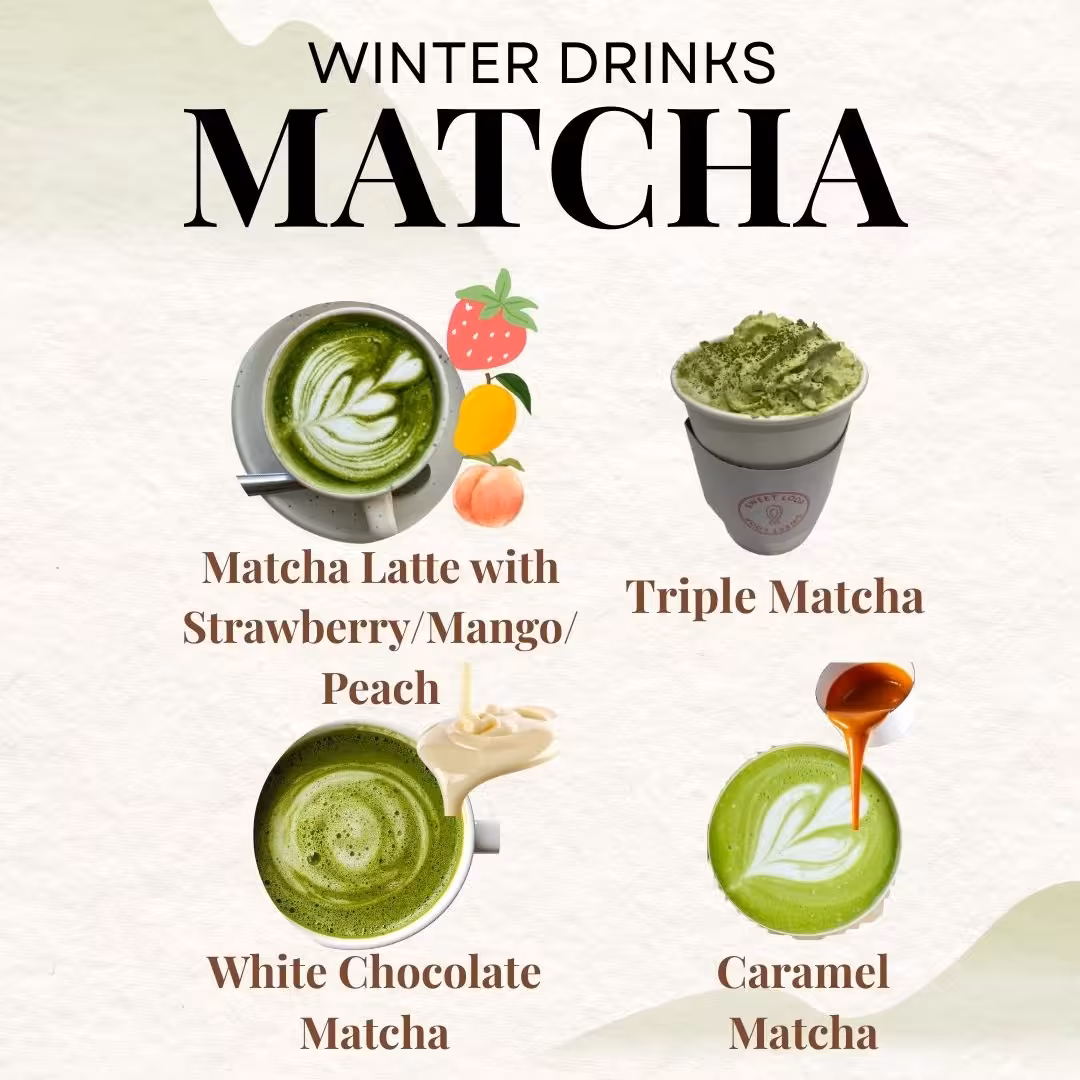 ✨ New Winter Hot Matcha Drinks Are Here! ✨
You asked for more cozy matcha options — we listened! 💚🔥
🍵 Triple Matcha Latte
Our customers kept requesting a hot version, so we made it happen!
Three layers of warm matcha, topped with matcha whipped cream and a final dusting of matcha powder.
🤍 White Chocolate Matcha Latte
Soft, creamy white chocolate meets the gentle bitterness of matcha — a perfect winter pairing.
🍯 Caramel Matcha Latte
Caramel lovers, this one’s for you! Rich caramel blended with smooth matcha.
🍓🥭🍑 Fruity Matcha Lattes (Strawberry / Mango / Peach)
We’ve perfected the balance for the hot version — fruity, cozy, and so satisfying.
Warm up with your favourite matcha this winter! ❄️💚
#SweetLoop #WaterlooEats #WaterlooFood #KWFood #KWLocal #MatchaLover #MatchaLatte #WinterDrinks #HotDrinks #CozySeason #MatchaTime #MatchaAddict #ChurroAndDrink #CafeVibes #CafeLife #WinterMenu #NewMenuItem #FreshlyMade
#SweetLoopWaterloo #SupportLocalKW #WaterlooCafe #KWBusiness #UWaterlooEats #LaurierEats
