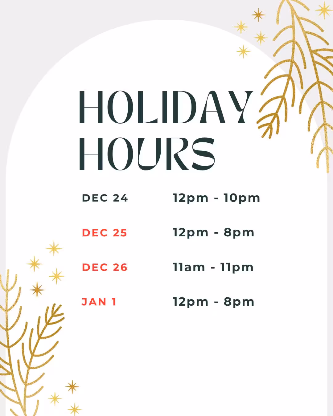 Here are our holiday hours! 🎄✨
We’ll be serving delicious drinks and churros on Christmas Day and New Year’s Day.
If you’re away from your family this season, we’ll be open for you — come enjoy a warm treat. 💛